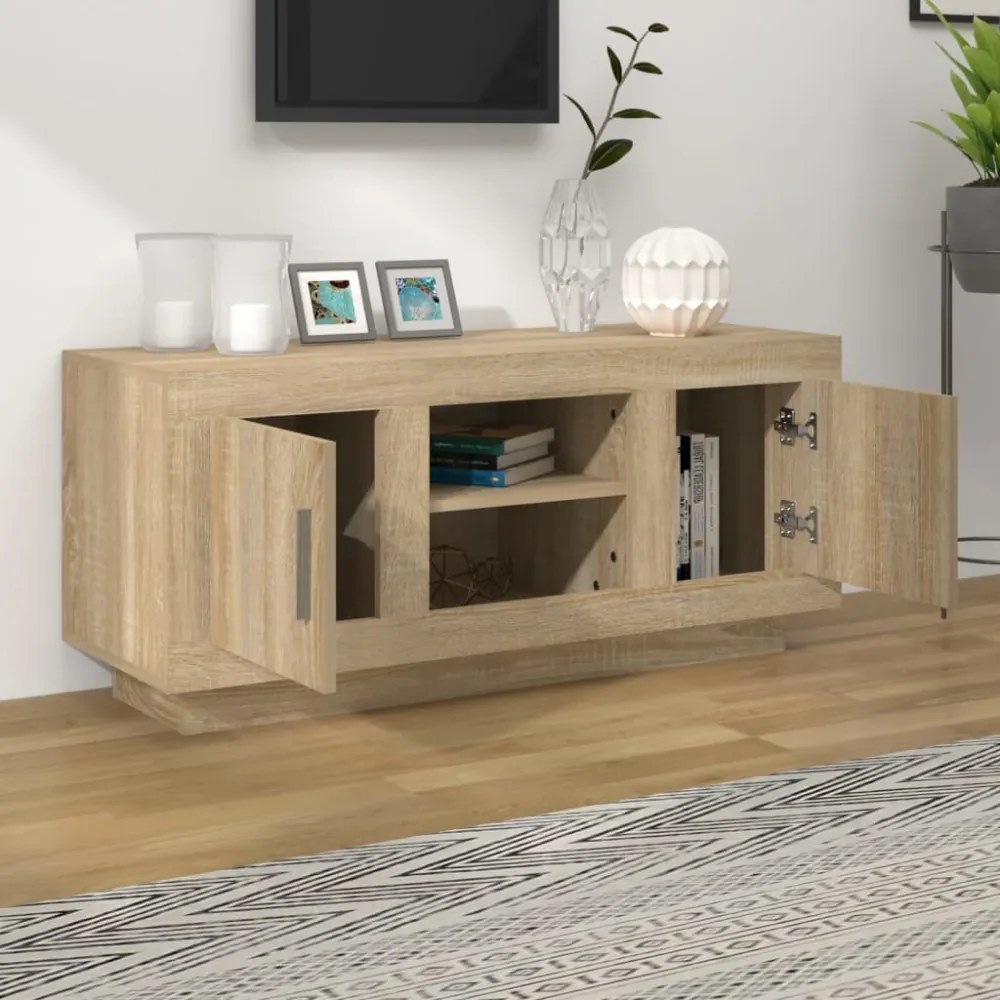 sonoma tölgyszínű szerelt fa TV-szekrény 102x35x45 cm