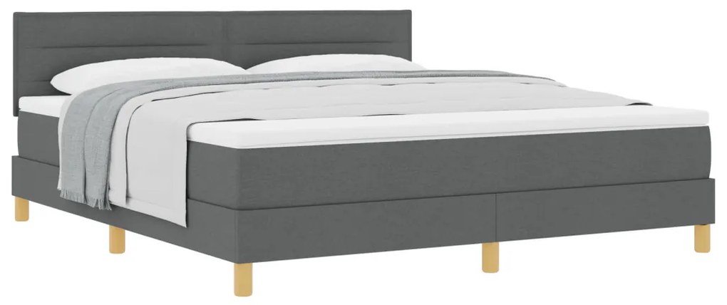 Box Spring Ágy Matrac Sötétszürke 180x200 cm Textil