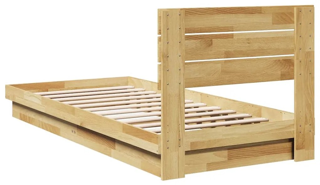 ágykeret fejtámlával matrac nélkül 80x200 cm tömör fa tölgyfa