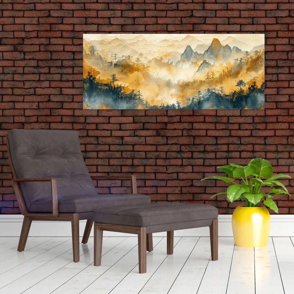 Kép - Hegyek, akvarell (120x50 cm)