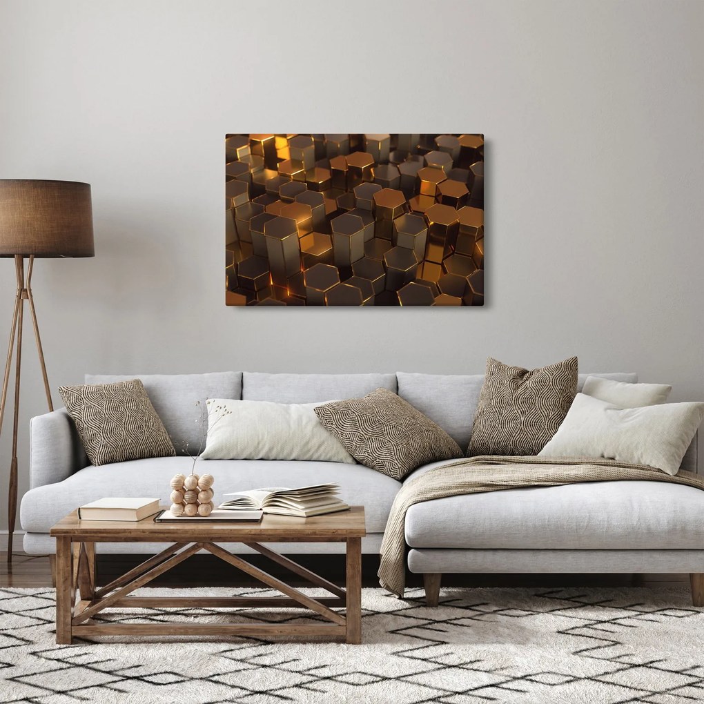 Kép - bronz hatszögek (90x60 cm)