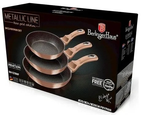 Berlinger Haus Rosegold Metallic Line 3 db-os serpenyő készlet