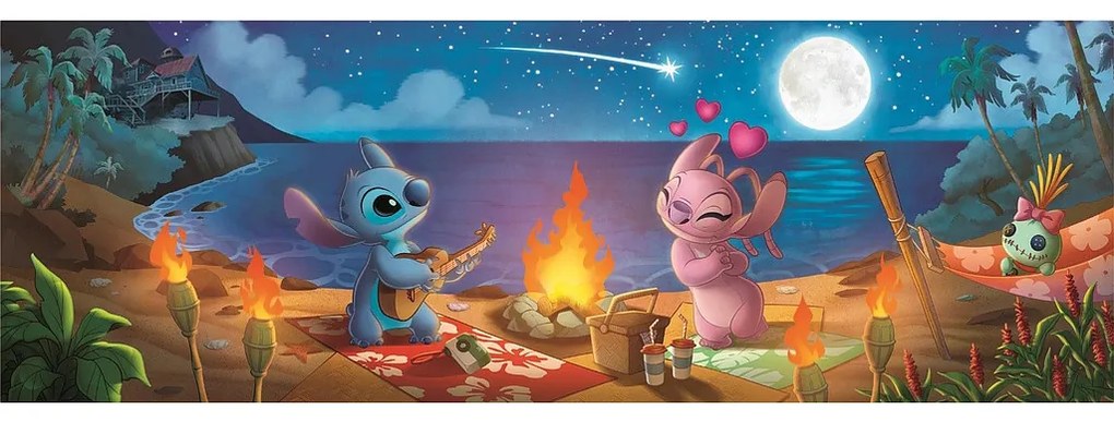 Disney Lilo és Stitch, A csillagkutya Campfire 1000 db-os panorama Compact puzzle Clementoni