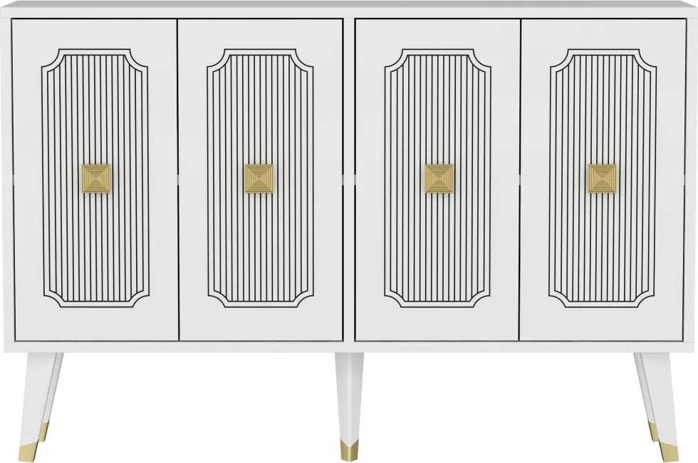 Derasi komód, fehér-arany, 120 cm