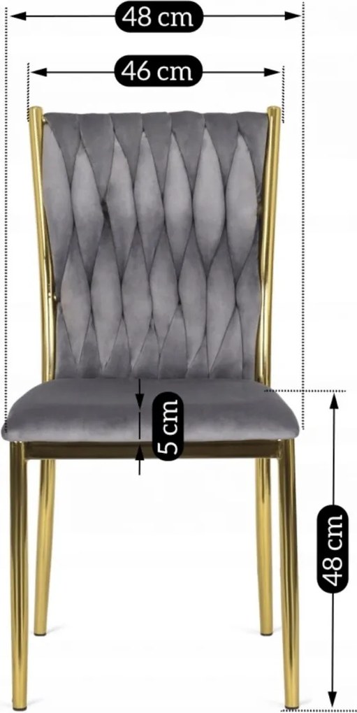 Fonott bársony szék szürke színben, DAN