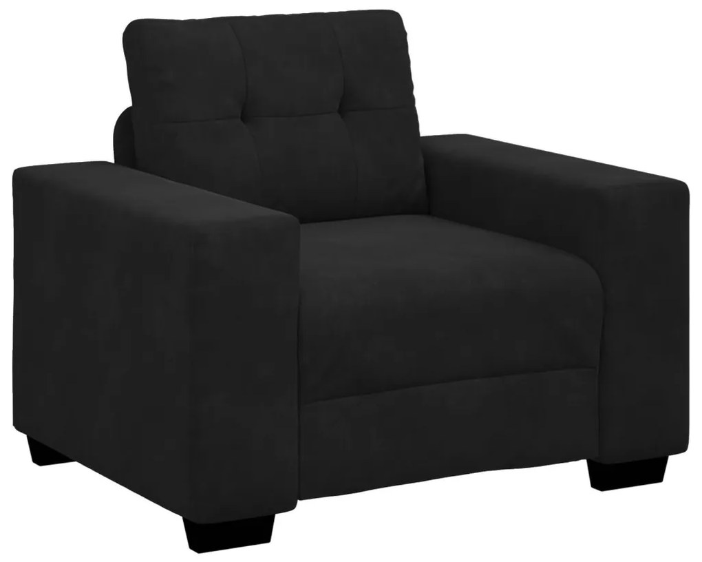 Kanapé Szett párnával 3 pcs Fekete 221 x 78 x 80 cm Bársony