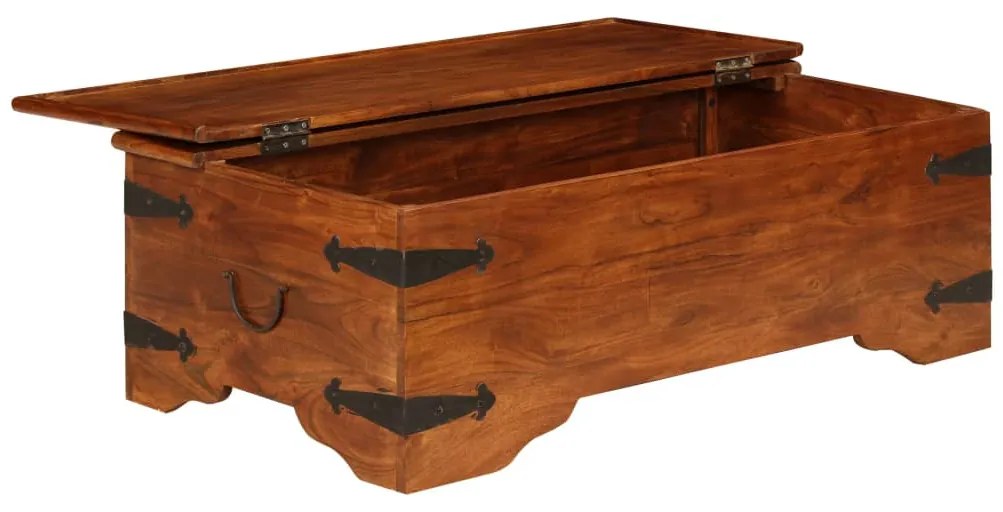 Tömör akácfa dohányzóasztal mézszínű bevonattal 110x55x35 cm