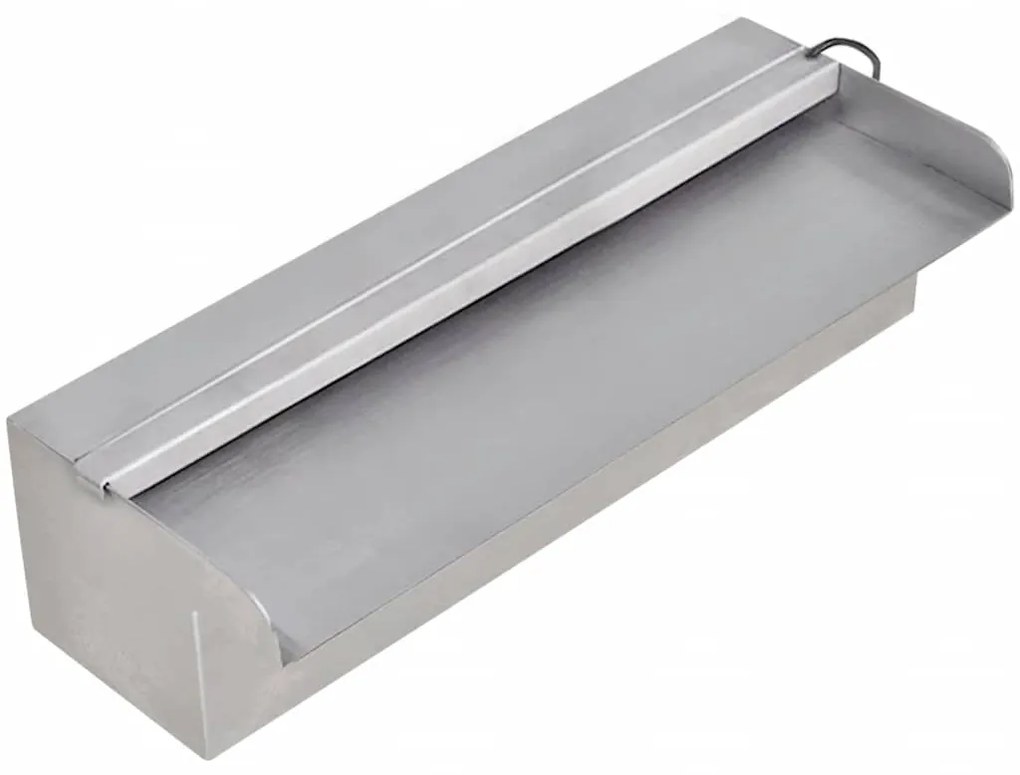 vidaXL Négyszögletes rozsdamentes acél medence szökőkút LED fényekkel 30 cm