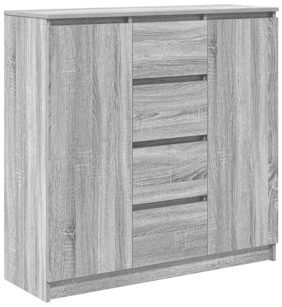 szürke sonoma szerelt fa tálalószekrény fiókos 100,5x35x98,5 cm