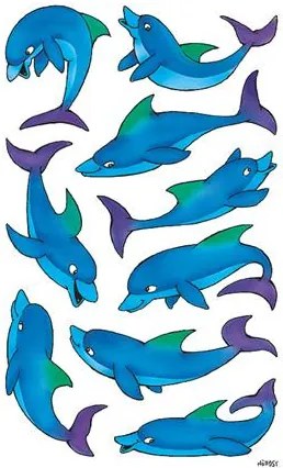 Matrica, papír, 2 ív, 76x120 mm, AVERY ZWECKFORM, Z-Design No.53444, csillogó delfinek (AY53444)