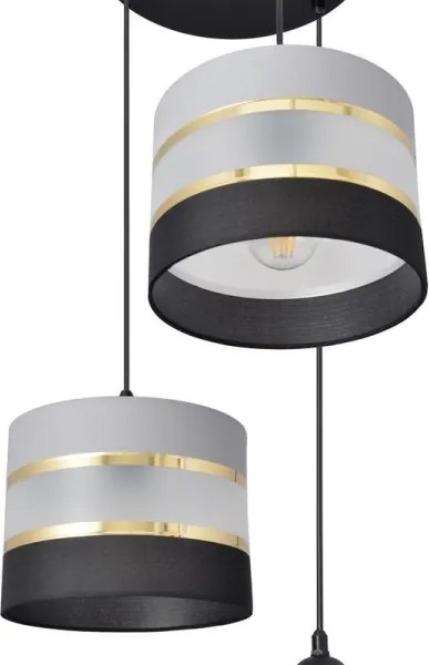 Csillár zsinóron HELEN 3xE27/15W/230V fekete/szürke/arany