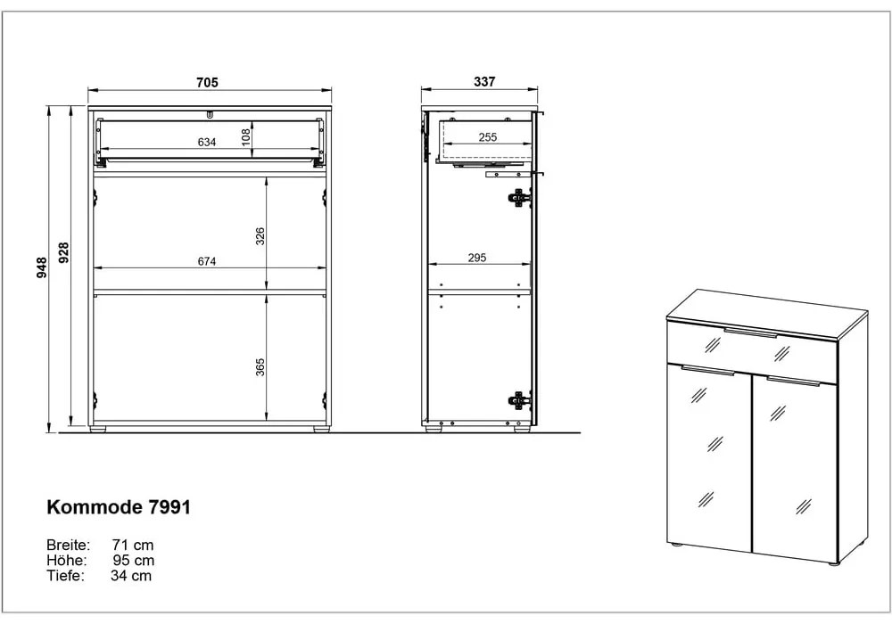 Szürke magas-fali fürdőszoba szekrény 71x95 cm Vasio – Germania