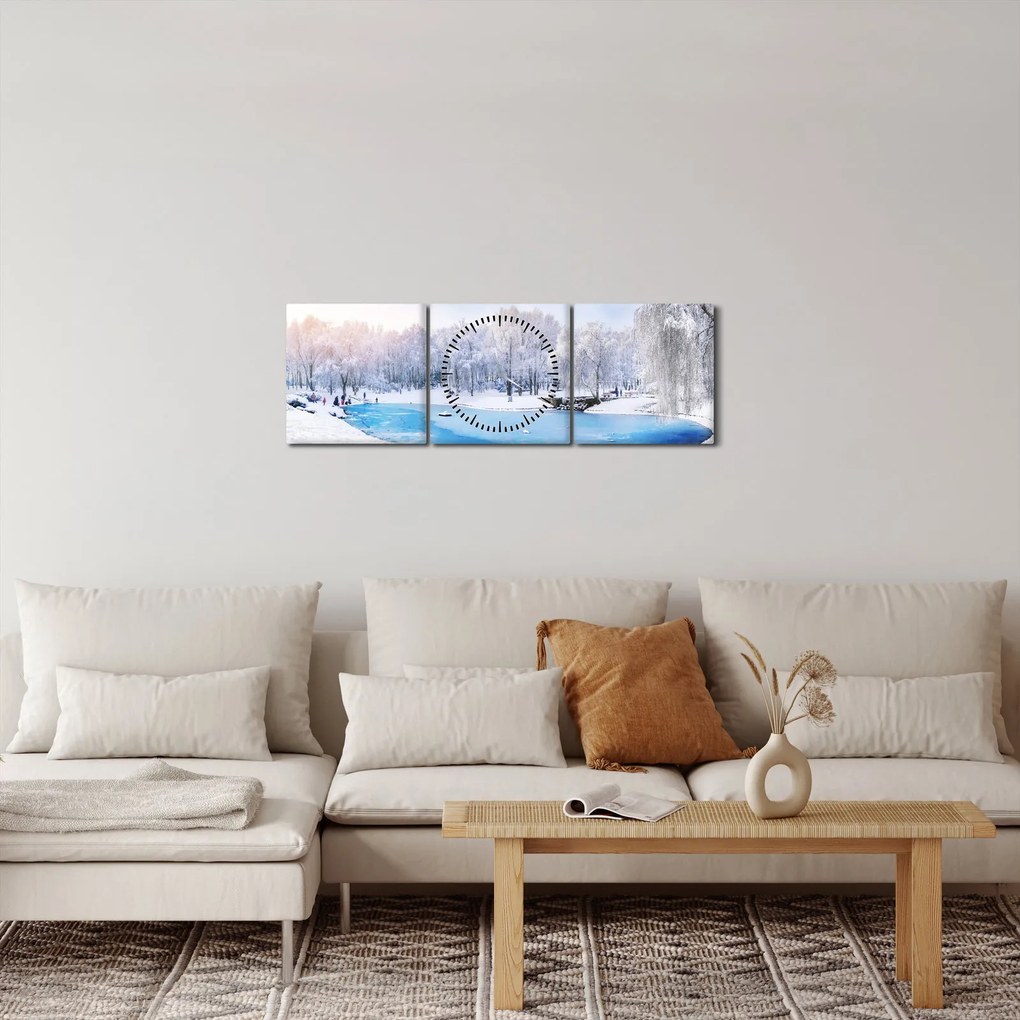 Kép - Jeges tó (órával) (90x30 cm)