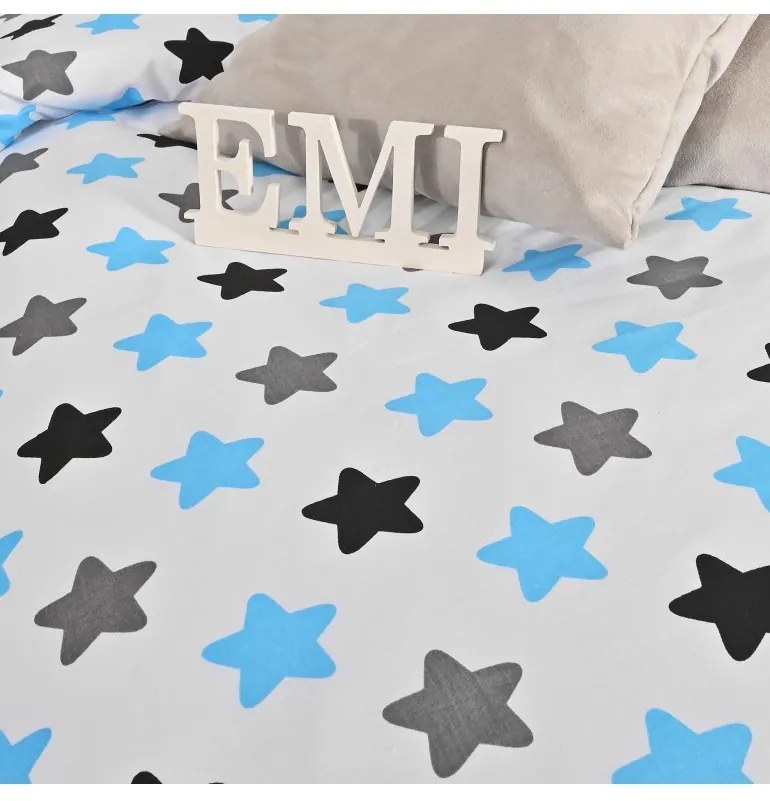 EMI Csillagok kék gyermek pamut ágyneműhuzat, A standard egyszemélyes ágy szett tartalma: 1x 140x200 + 1x 70x90