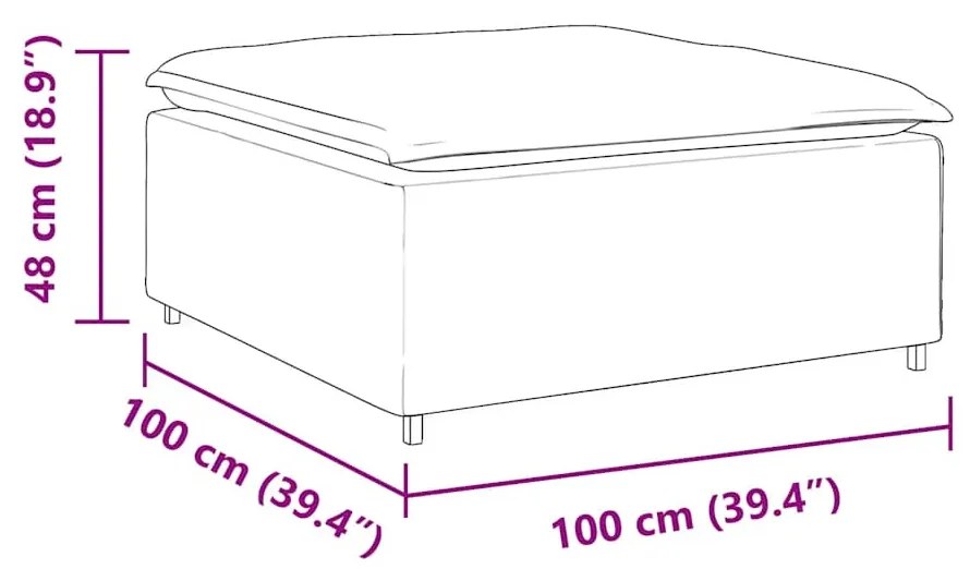 fekete moduláris kanapé lábzsámoly modul 100x100x48 cm