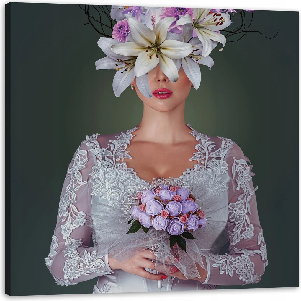 Vászonkép Nő fehér ruhában Natura 80X80 cm Ideális ajándék