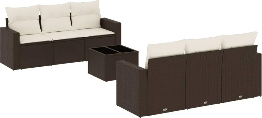 vidaXL 7 részes barna polyrattan kerti ülőgarnitúra párnákkal