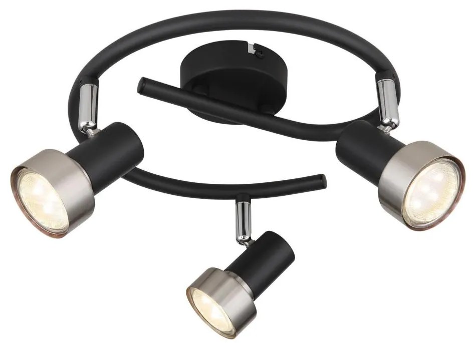 Globo 57917-3N - Spotlámpa MASON 3xGU10/25W/230V fekete/ezüst