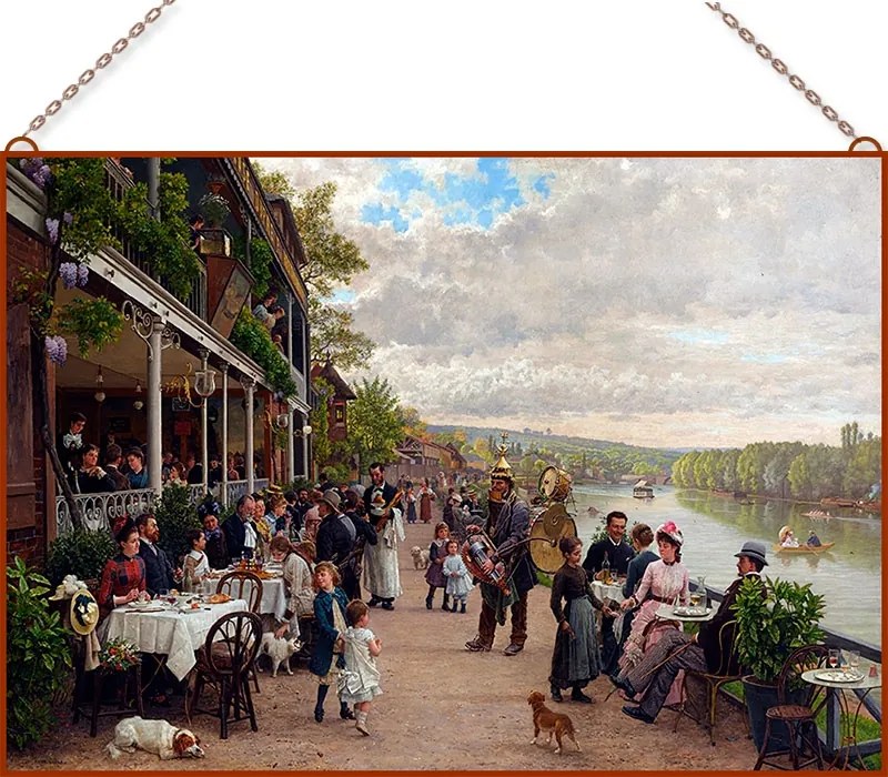 Marie-François Firmin-Girard - Le dimanche au Bas-Meudon üvegkép, fali
