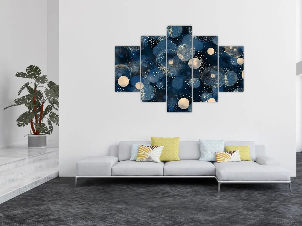Kép - Kék-arany gyűrűk (150x105 cm)
