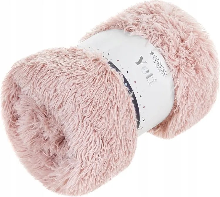 Yeti foteltakaró 70x150 szőrös, púderrózsaszín