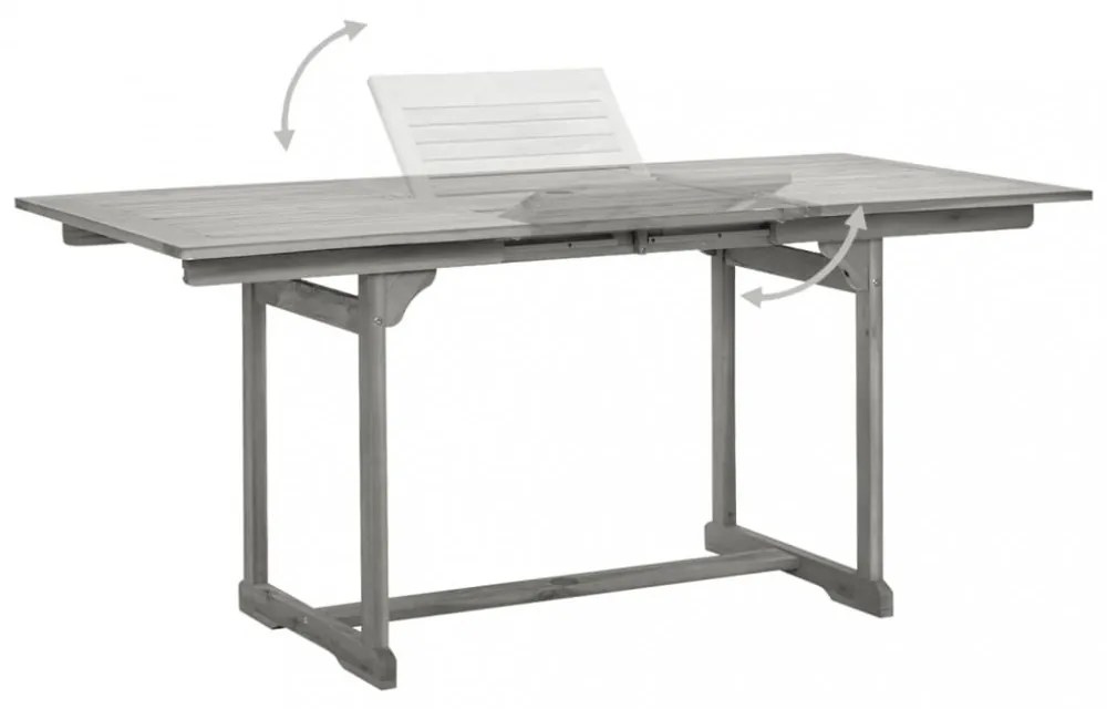 tömör akácfa kerti étkezőasztal (120-170) x 80 x 75 cm