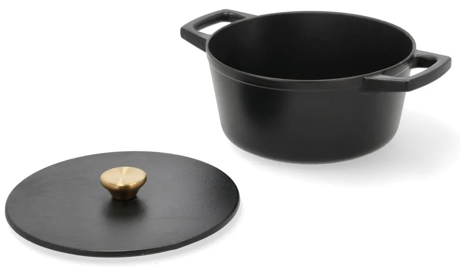 Indukciós tűzhelyhez alkalmas öntöttvas edény fedővel 3,6 l – Holm