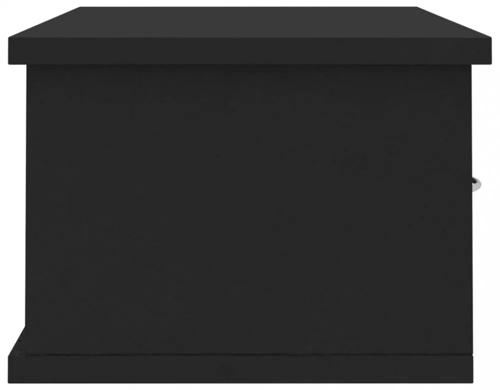 fekete szerelt fa falra szerelhető fiókos polc 60x26x18,5 cm