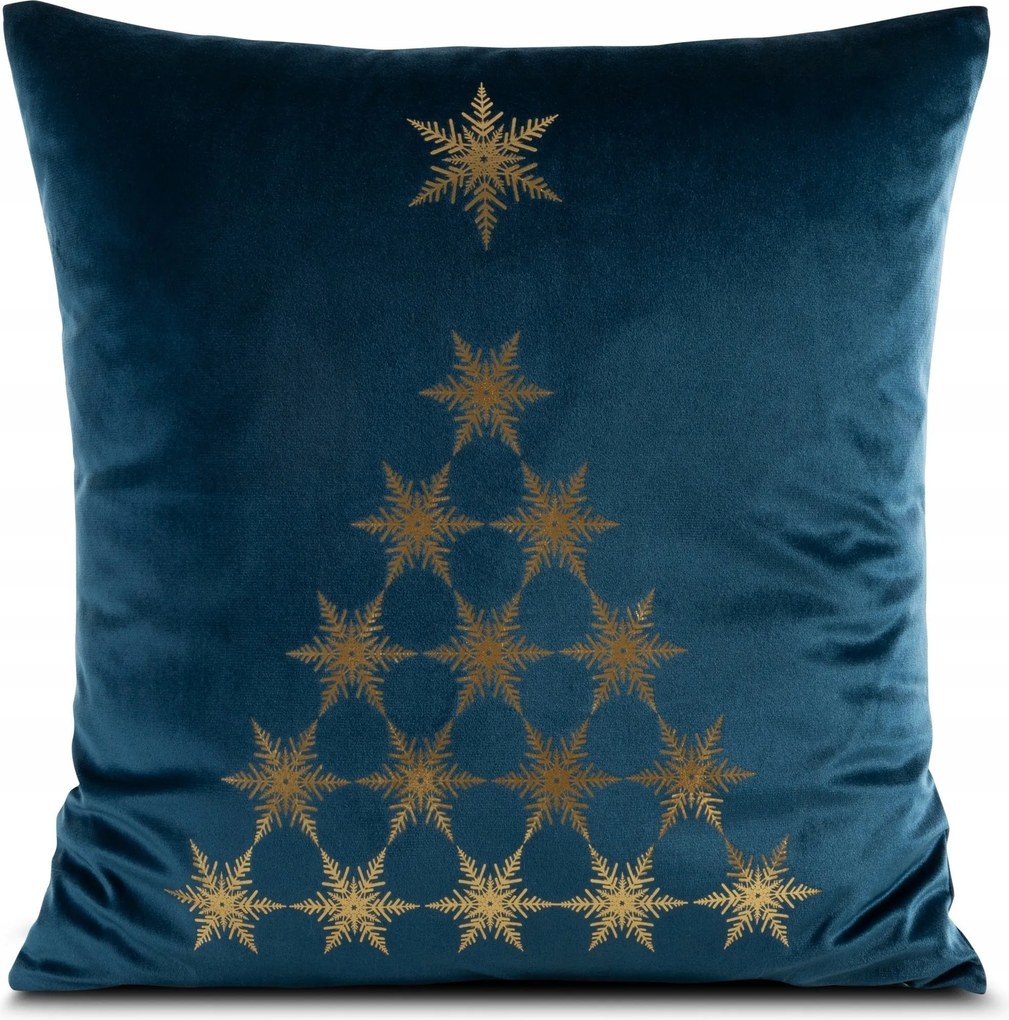 Karácsonyi párnahuzat JOY/2/B 45x45 sötétkék arany karácsonyfa