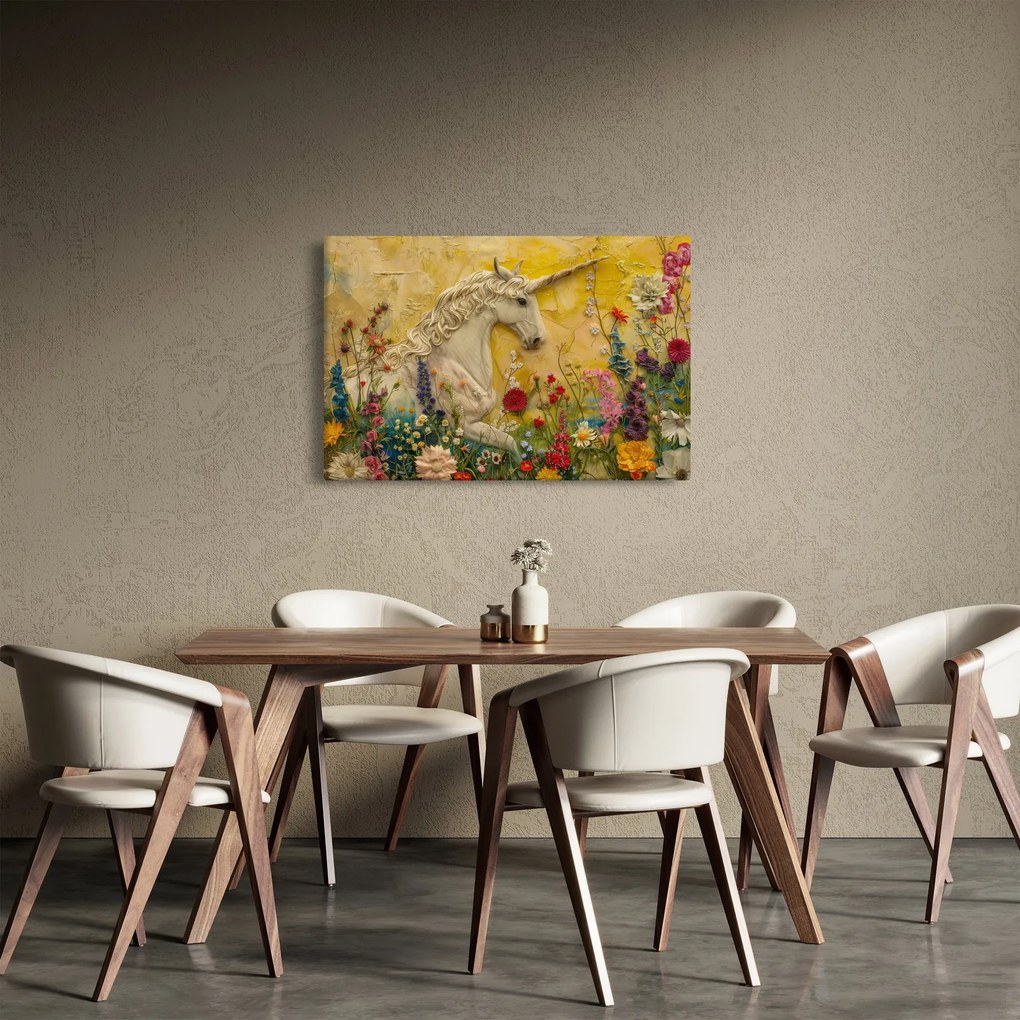 Kép - Egyszarvú virágokkal (90x60 cm)
