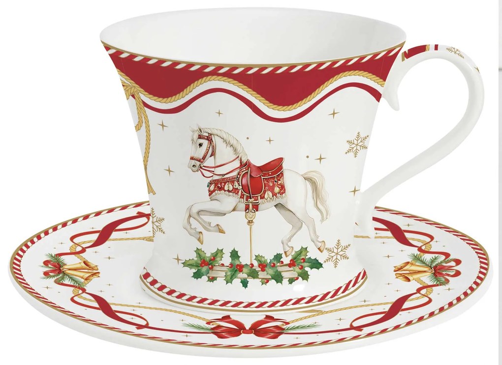 Karácsonyi porcelán csésze aljjal díszdobozban Christmas Tale