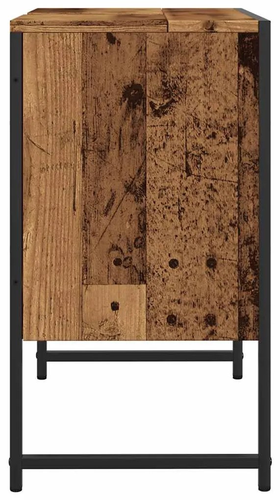 antik fa színű szerelt fa fürdőszobai mosdószekrény 60x33x60 cm