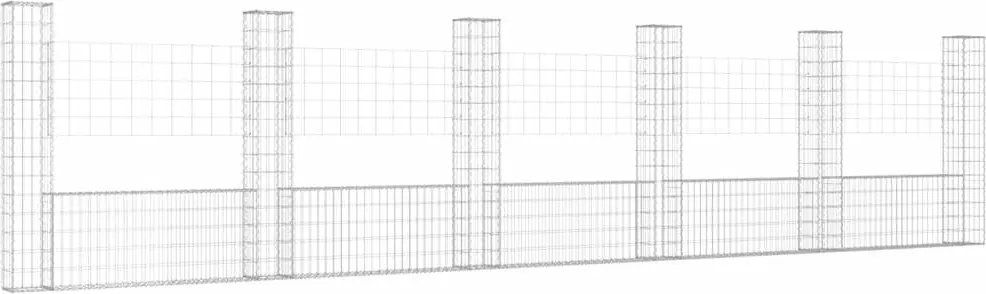 vidaXL U-alakú vas gabionkosár 6 oszloppal 620 x 20 x 150 cm