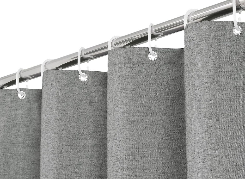 Fürdőszobai Zuhanyfüggöny 183 x 183 cm szürke szövet akasztós