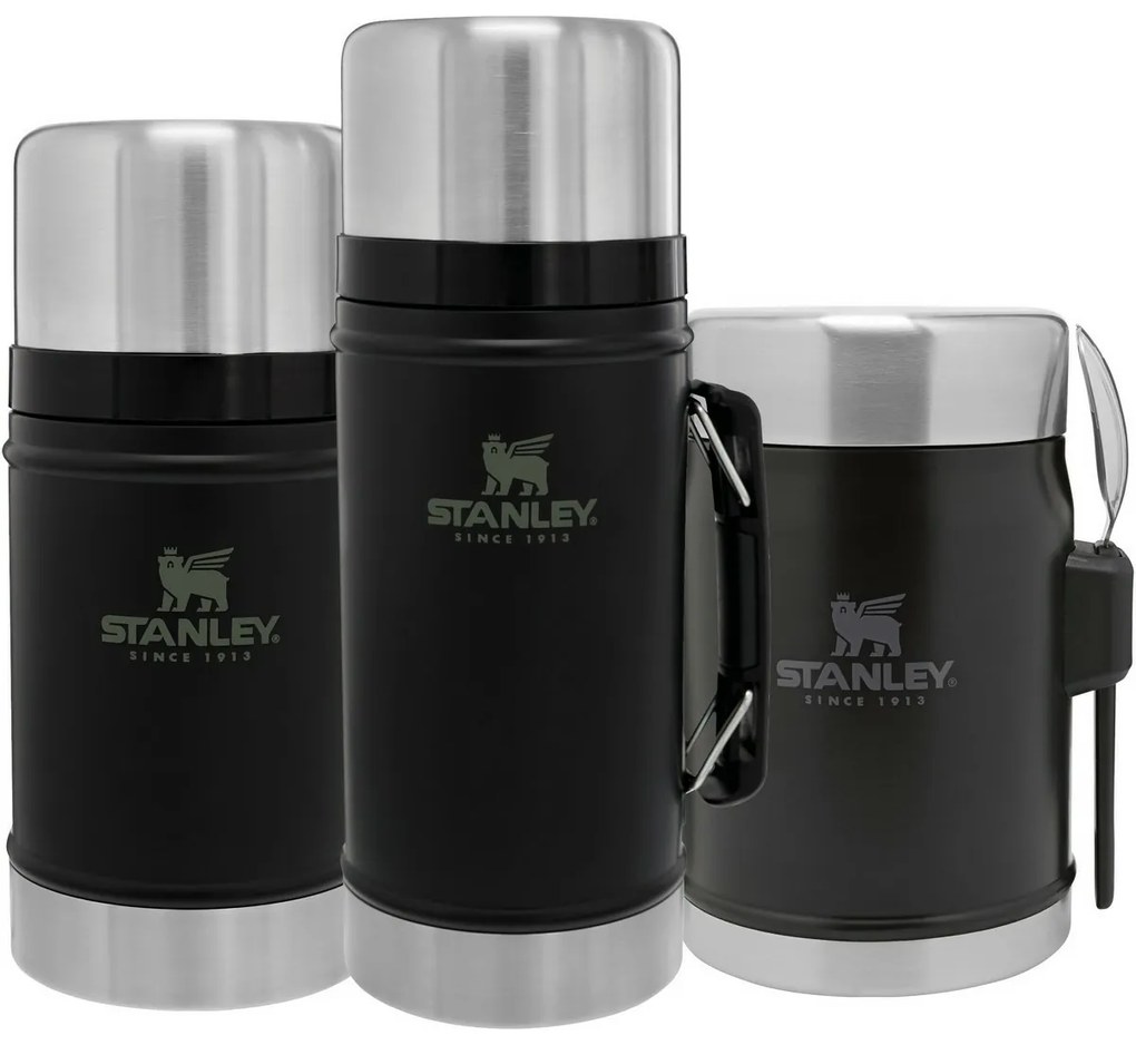 STANLEY 400 ml étkezési termosz kanállal/villával,matt fekete