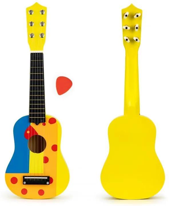 EcoToys Gyerek gitár, fém húrok, fa sárga, FO18 SÁRGA