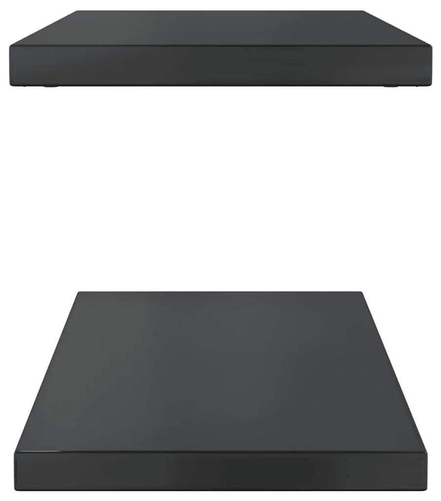 2 db fekete rozsdamentes acél fali polc 75 x 30 x 3 cm