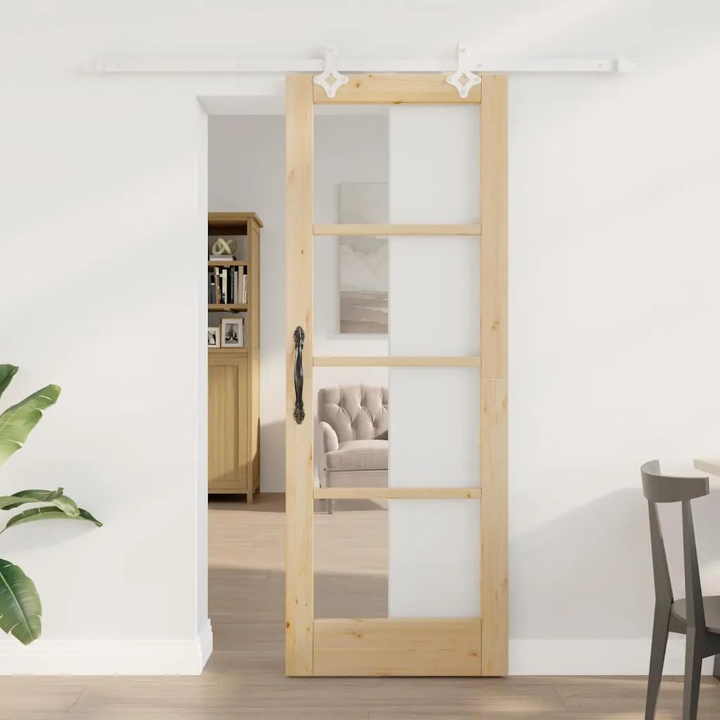 Csúszóajtó Barna 73.5 x 198.5 cm Fa és fém