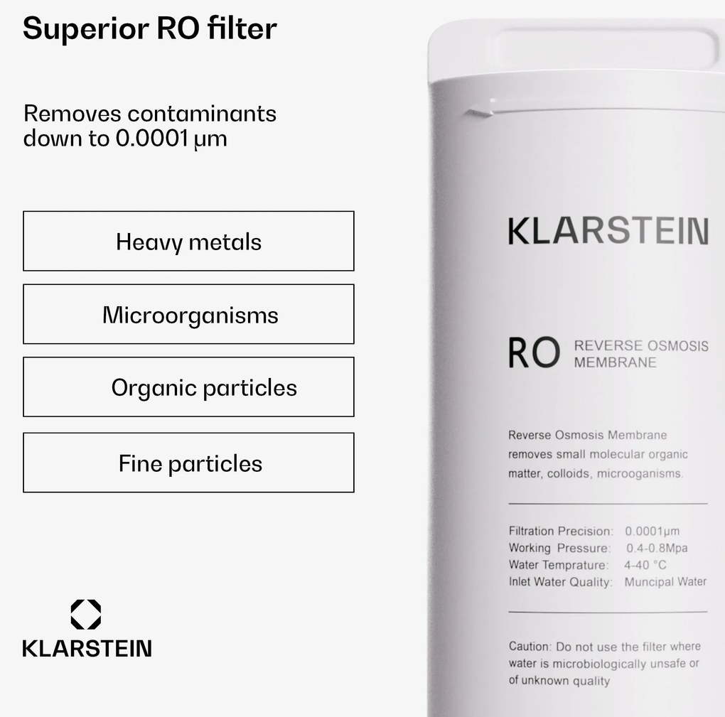 Klarstein PureFina 600 RO szűrő, csere / tartozék, fordított ozmózis, 600 GPD / 2270 L/d