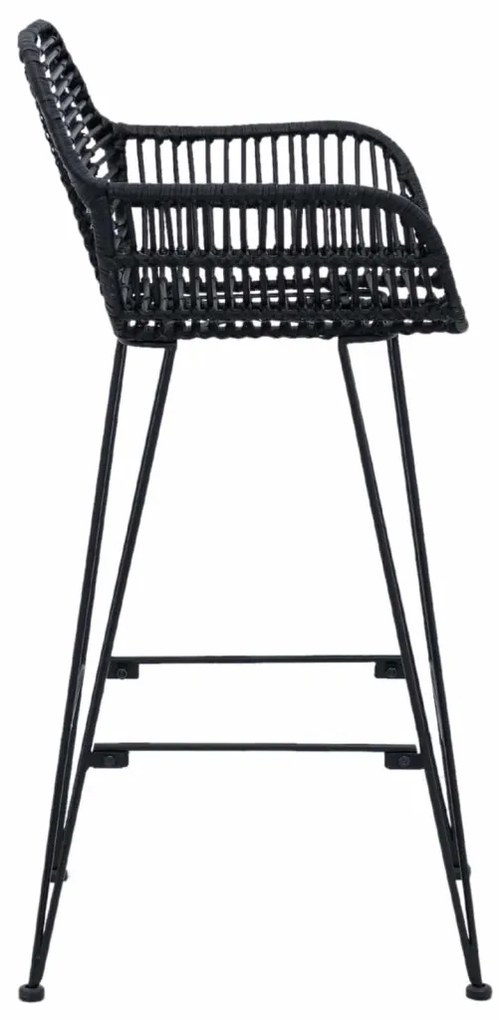 Bárszék 2 pcs Fekete 55 x 52 x 92 cm Rattan és Vas