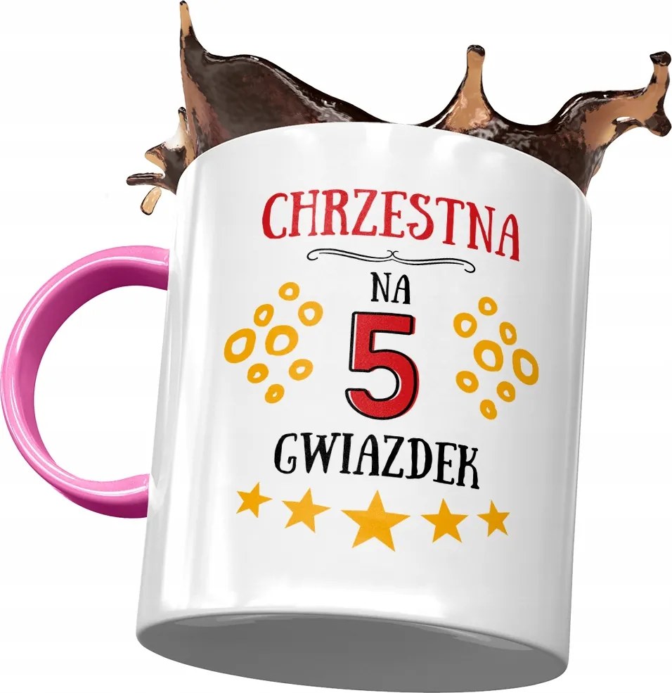 Rózsaszín Bögre Keresztelőre Születésnapra Ajándék Nyomtatott Fotóval