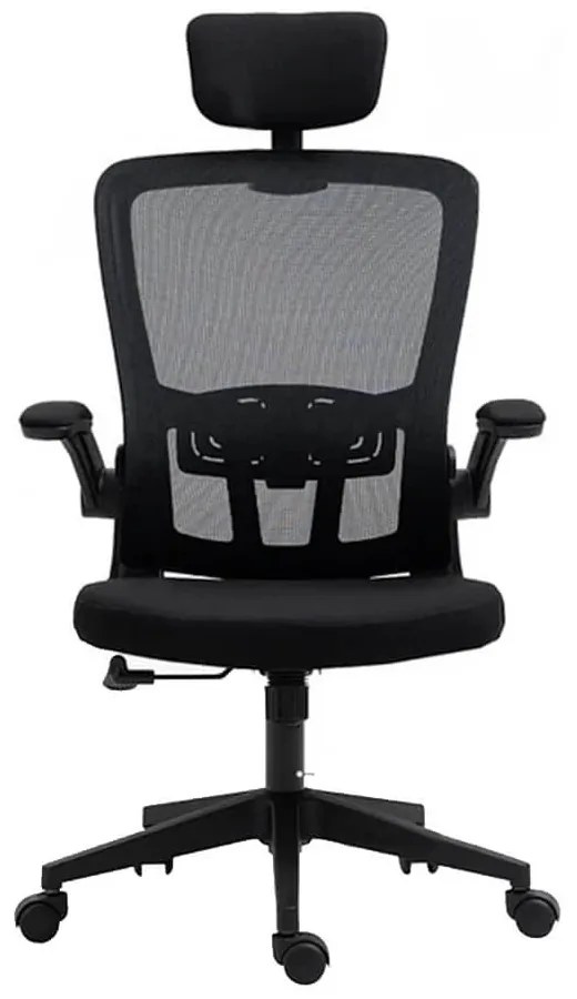 Ergonomikus irodai szék deréktámasszal, fejtámlával, fekete