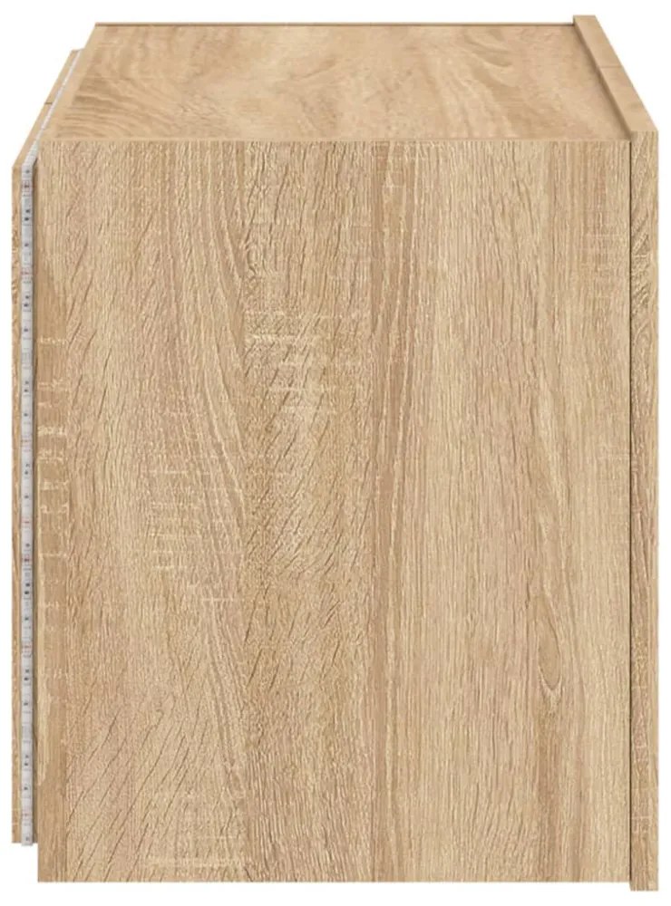 sonoma tölgy színű fali TV-szekrény LED-ekkel 60x35x41 cm