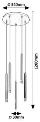 Rabalux 72360 - Csillár zsinóron RAMIRA 5xG9/5W/230V fekete