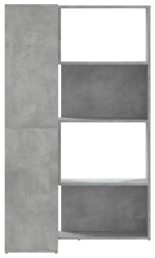 4 szintes betonszürke szerelt fa sarokkönyvespolc 85x85x140 cm