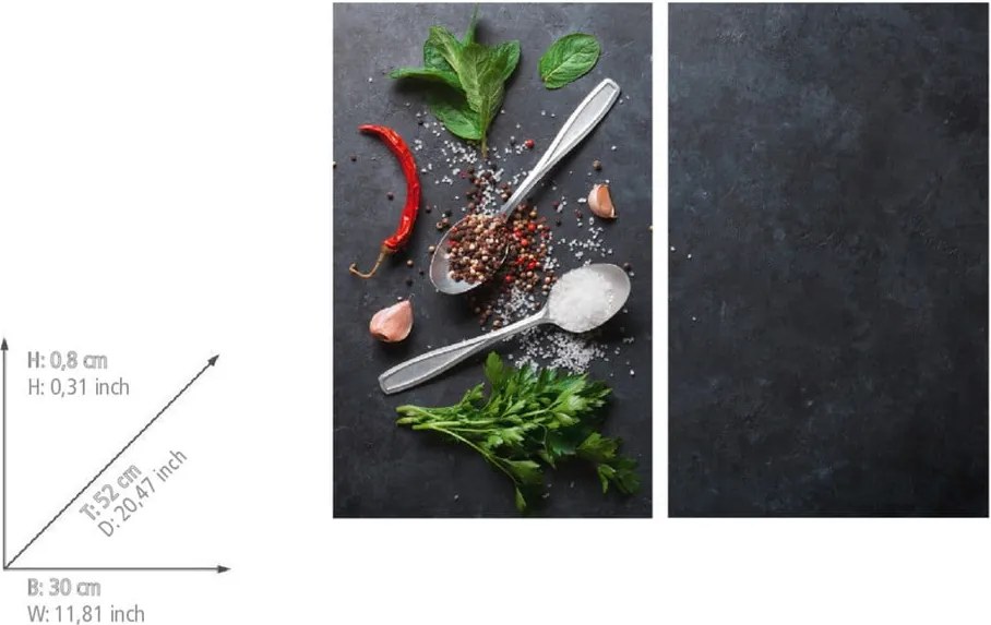 Edzett üveg tűzhely fedőlap szett 2 db-os 52x30 cm Basil – Allstar