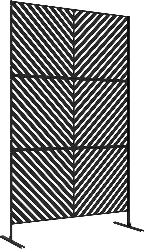 Outsunny Fóliaszövet, Állvánnyal, 122 x 198 cm-es Szobakülönítő Háromszögmintával, Elválasztó Fal Erkélyre, Teraszra, Acél, Fekete | Aosom