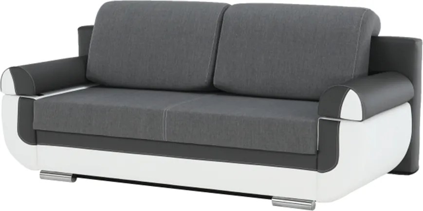 Kanapé, textilbőr fehér+szürke/szürke szövet, KARDYN