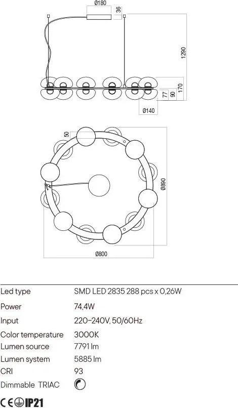 REDO 01-3310 SINCLAIR Modern Függesztett Lámpa LED IP20