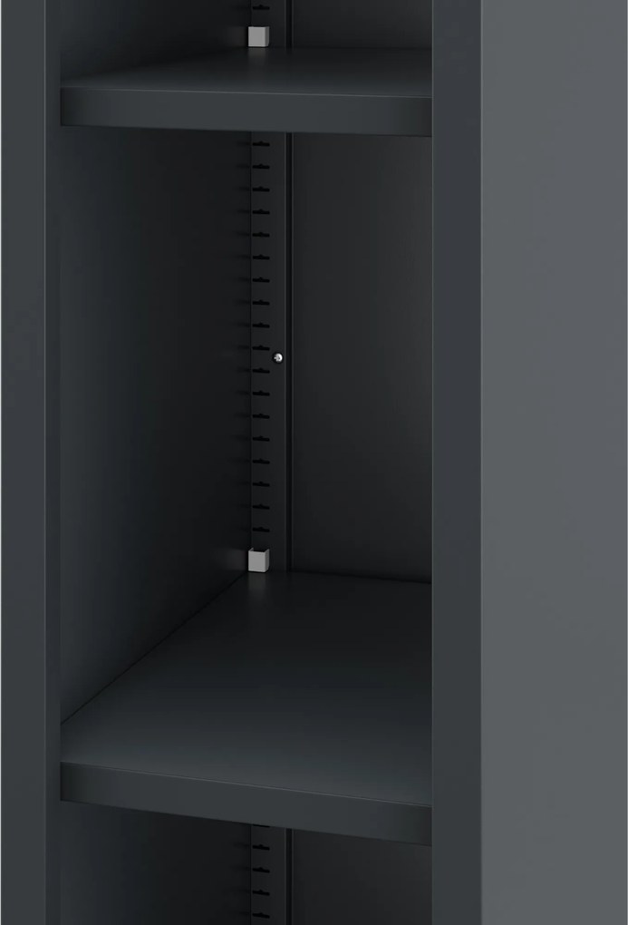 Keskeny fém irattároló polc dokumentumokhoz antracit: TIM 250 x 1950 x 450 mm
